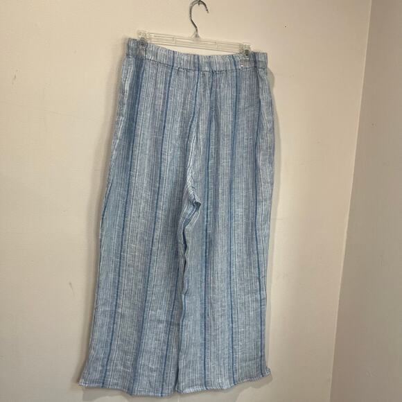 Sigrid Olsen 100% Linen Striped Tassel Pants Large Coastal Resort Beach Boho Fit - Picture 7 of 8